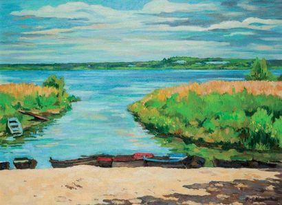 PAUL WAENDENDRIES (1911-1991) Vue du lac près de Dax Huile sur toile, signée en bas...