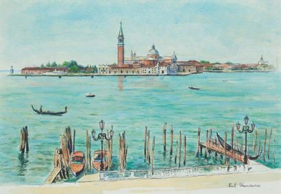 PAUL WAENDENDRIES (1911-1991) Vue de Venise Aquarelle, signée en bas à droite 34...