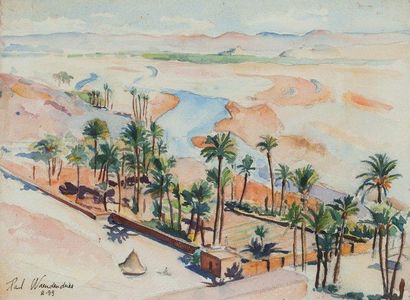 PAUL WAENDENDRIES (1911-1991) Vue de Ouarzazate Aquarelle, signée en bas à gauche...