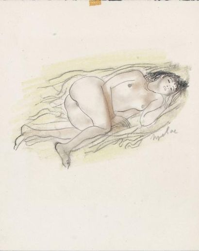 Milivoy UZELAC (1897-1950) Série égyptienne: le repos Crayon et aquarelle sur papier,...