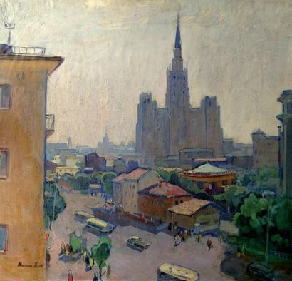 Viktor VASSINE (1919-1997) Moscou Huile sur toile, signée et datée 1951 en bas à...