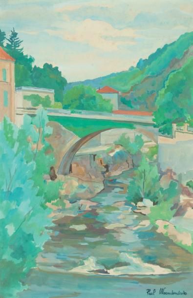 PAUL WAENDENDRIES (1911-1991) Le Pont Aquarelle, signée en bas à droite 47 x 30 ...