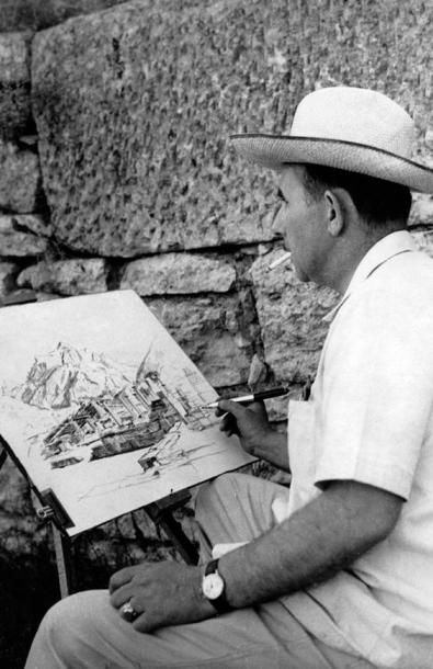 PAUL WAENDENDRIES (1911-1991) Vue d'Espagne Aquarelle, signée en bas à droite 32...