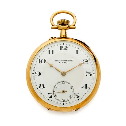 UNIC UNIC
No. 2965
« Chronomètre »
Début XXe siècle 
Montre de poche en or 18k (750)...