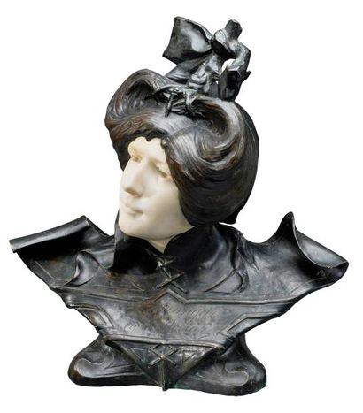 DANTE SODINI (1858-1934) «Frangar non flectar» Exceptionnelle sculpture en bronze...