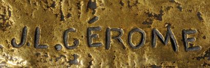 Jean-Léon GEROME (1824-1904) «Bacchante à la grappe» Epreuve en bronze à patine dorée...