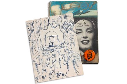 DALI Salvador (1904 - 1989) DESSIN original, 1971; feutre bleu sur papier, 31,4 x... Gazette Drouot