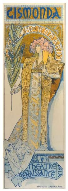 ALPHONSE MARIA MUCHA (1860-1939) Rare affiche lithographique de Sarah Bernhardt jouant...