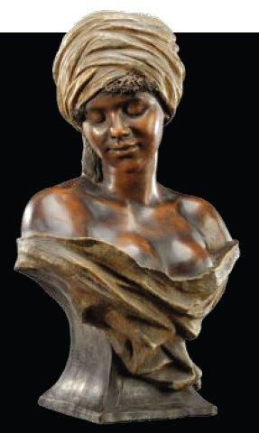 Friedrich GOLDSCHEIDER (1845-1897) «Buste de Négresse» Sculpture en terre cuite à...