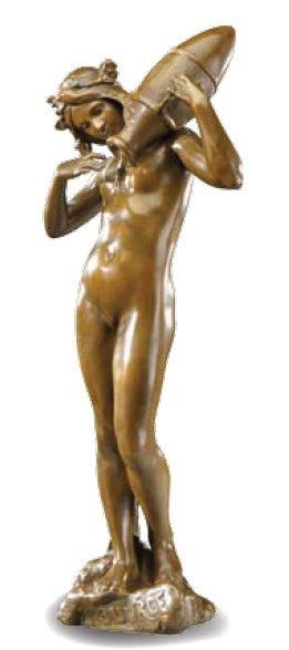 ANTOINE BOFILL (1895-1921) «La source» Sculpture en bronze à patine brune nuancée...