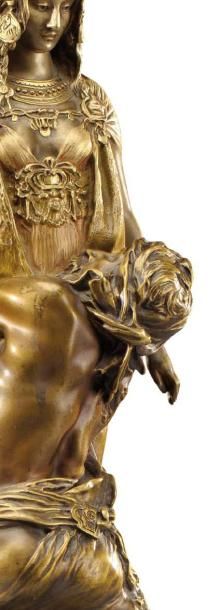 THEODORE-RIVIERE (1857-1912) «Sarah Bernard à Carthage» Sculpture en bronze à patine...