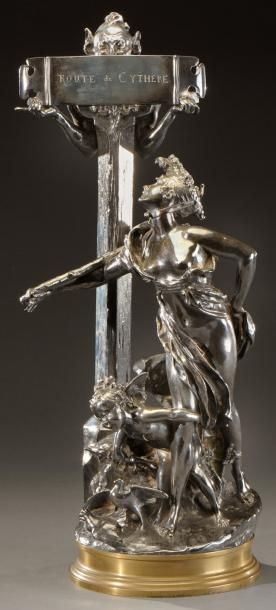 Joseph-Gustave CHERET (1838-1894) «Route de Cythère» Sculpture en bronze à patine...