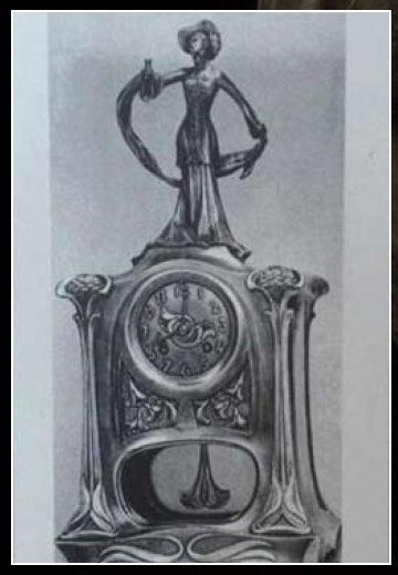 ABEL LANDRY (1871-1923) Exceptionnelle et rare pendule en bronze argenté à décor...
