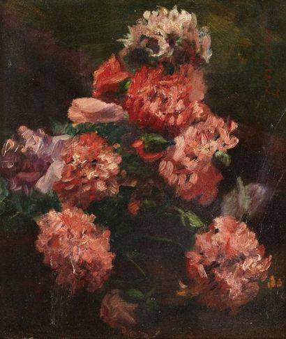 Janos VASZARY (1867-1939) Les fleurs Huile sur panneau, signée en haut à gauche 32...