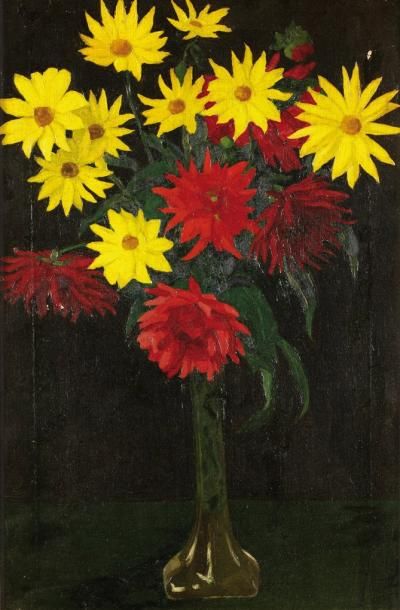 Attribué à Sam BÖRTSÖK (1881-1931) Vase avec des fleurs Huile sur toile 52 x 43 cm...