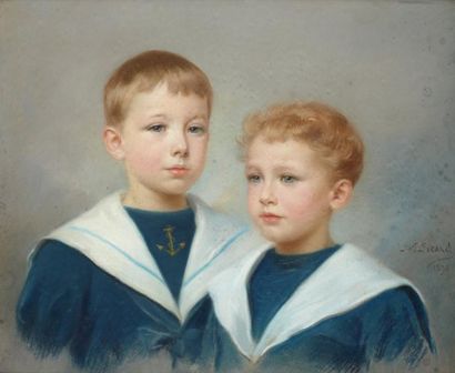 M. SICARD Deux garçons en costume marin, 1898 Pastel, signé et daté sur le côté à...