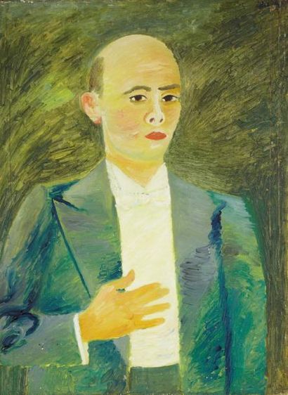 André LANSKOY (1902-1976) Autoportrait en smoking Huile sur toile, signée en haut...