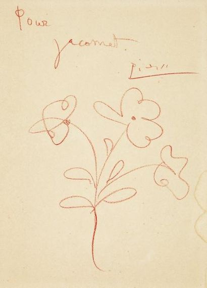 Attribué à Pablo PICASSO (1881-1973) Bouquet de Fleur Dessin au crayon, signé en...