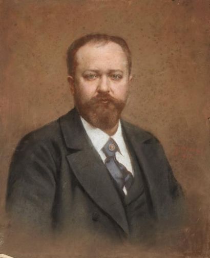 Antoine-François-Louis JUBIEN (1833-1909) Portrait d'homme Pastel, signé sur le côté...