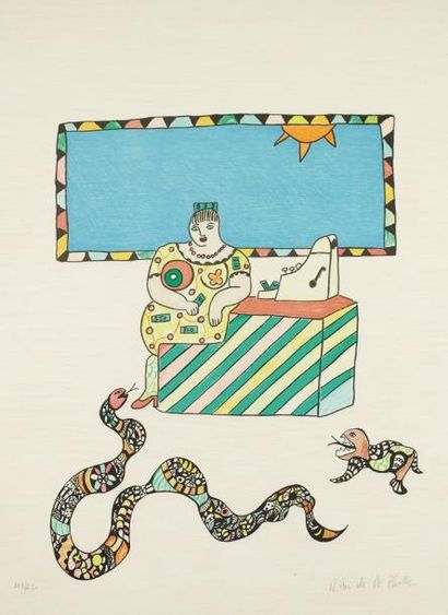 Niki de Saint Phalle (1930-2002) La caissière Lithographie en couleur, contresignée...