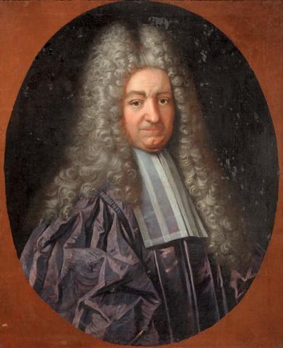 Ecole Française du XVIIIème siècle Portrait de magistrat Toile à vue ovale 84 x 69...