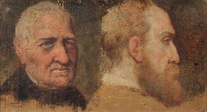 Attribué à Benoit Hermogaste MOLIN (1810-1894) Etude de têtes d'homme Vue de face...