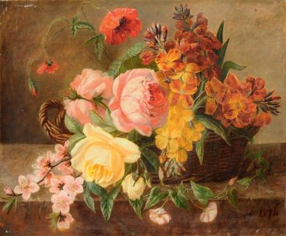 Ferdinand ROYBET (1840-1920) Fleurs Huile sur toile, signée en bas à droite et datée...
