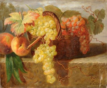 Ferdinand ROYBET (1840-1920) Fruits d'automne Huile sur toile, signée en bas à droite...