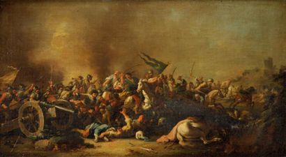 Attribué à Ilario SPOLVERINI (1657-1734) Choc de cavalerie contre les turcs Toile...