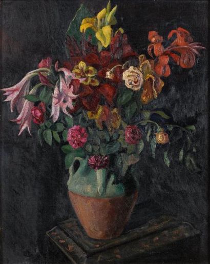 Maurice BOUVIOLLE (1847-1927) Bouquet de fleurs Huile sur toile, signée en bas à...