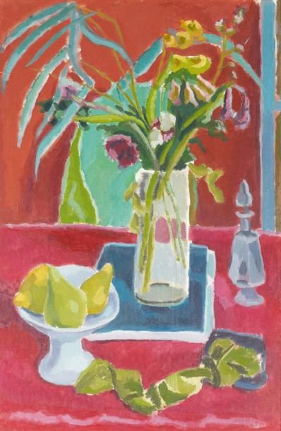 Jean Jules Louis CAVAILLES (1901-1977) Bouquet et fruits, 1941 Huile sur toile, signée...