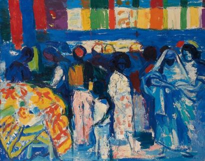 Roger Marcel LIMOUSE (1894-1990) Marché à Tananarive Huile sur toile, signée en bas...