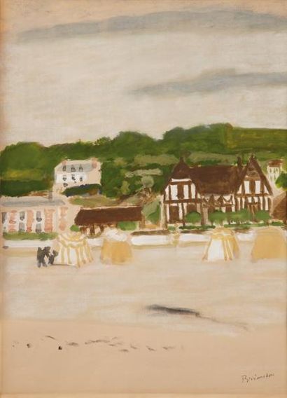 Maurice BRIANCHON (1899-1979) La plage de Béneville Aquarelle sur papier, signée...