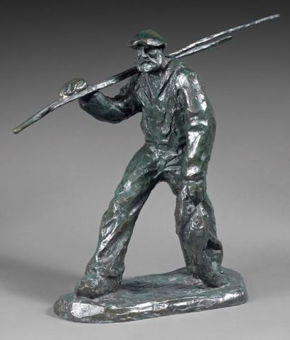 FRANÇOIS MÉHEUT (1905-1981) Le retour du pêcheur Bronze à patine verte, signé sur...