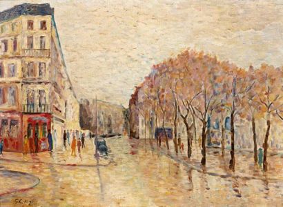 Gustave Camille Gaston CARIOT (1872-1950) L'automne à Paris, 1926 Huile sur toile,...