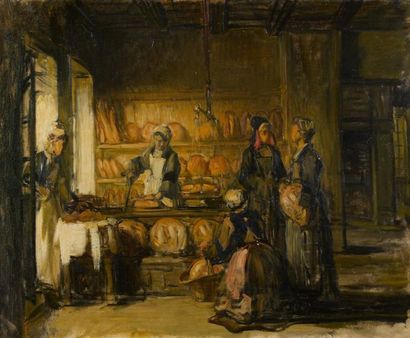 Joseph BAIL (1862-1921) La boulangerie des Hospices de Beaune Huile sur toile 54...