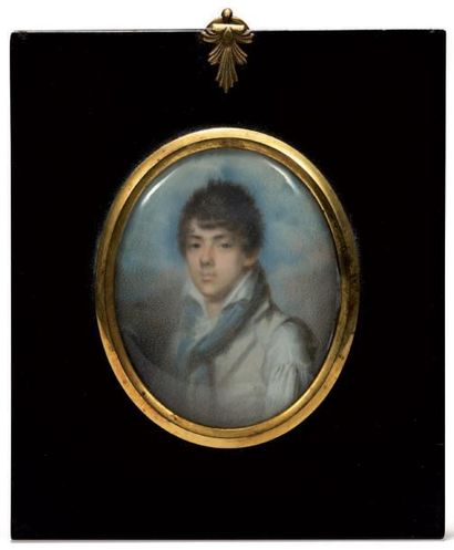 Ecole FRANCAISE vers 1800 Portrait de Rainulphe d'Osmond (1800) en chemise blanche...