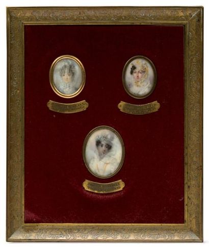 null Suite de trois miniatures ovales sur ivoire :
 - Albertine WEYET
Portrait d'Hélène...