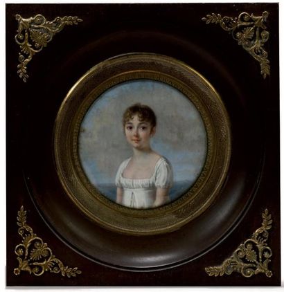 Ecole FRANCAISE vers 1800 Portrait de la jeune marquise d'Osmond en robe de voile...