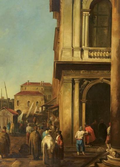 Ecole ITALIENNE de la fin du XIXème siècle, suiveur de BELOTTO Vue de Venise et de...