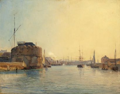 Théodore GUDIN(1802-1880) L'entrée d'un port
Papier marouflé sur toile
31 x 39 cm
Inscrit...