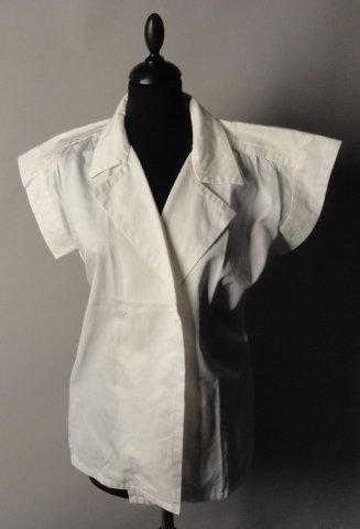 Yves Saint LAURENT Blouse de coton blanc à large col chemise Taille 38