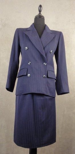 Yves Saint LAURENT Rive gauche Ensemble tailleur jupe bleu marine Taille 34