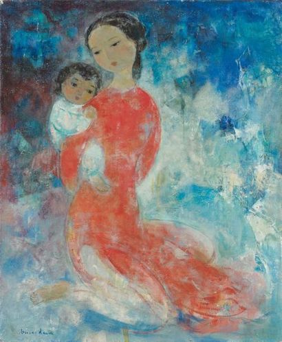VU CAO DAM (1908-2000) Maternité, circa 1960/1970 Huile sur toile, signée en bas...