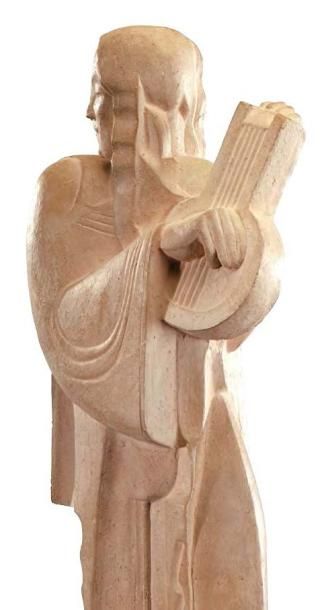 Jan et Joël MARTEL (1896-1966) «La joueuse de luth» Sculpture en plâtre patiné façon...