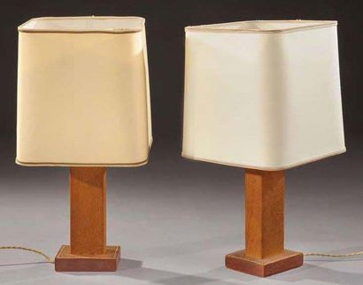 PAUL DUPRE-LAFON (1900-1971) et HERMES PARIS Paire de lampes entièrement gainées...