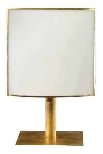 Michel BOYER (1935 - 2011) Lampe modèle «écran» en laiton doré à fût cylindrique...