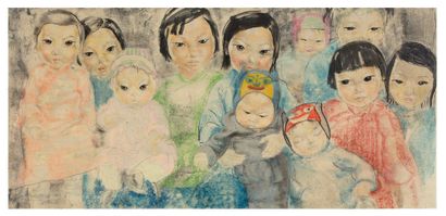 ALIX AYMÉ (1894-1989) Petits enfants de Chine, circa 1938
Encre et aquarelle sur... Gazette Drouot