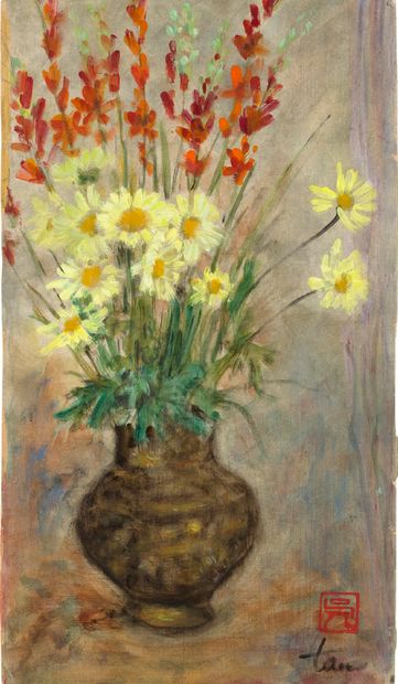 NGÔ THẾ TÂN (NÉ EN 1910) Bouquet de fleurs
Encre et couleurs sur soie, signée en... Gazette Drouot