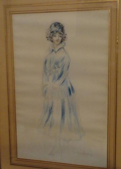 Abel  FAIVRE (1856-1914) 
Elégante
Pastel et crayon, signé en bas à droite
435 x...